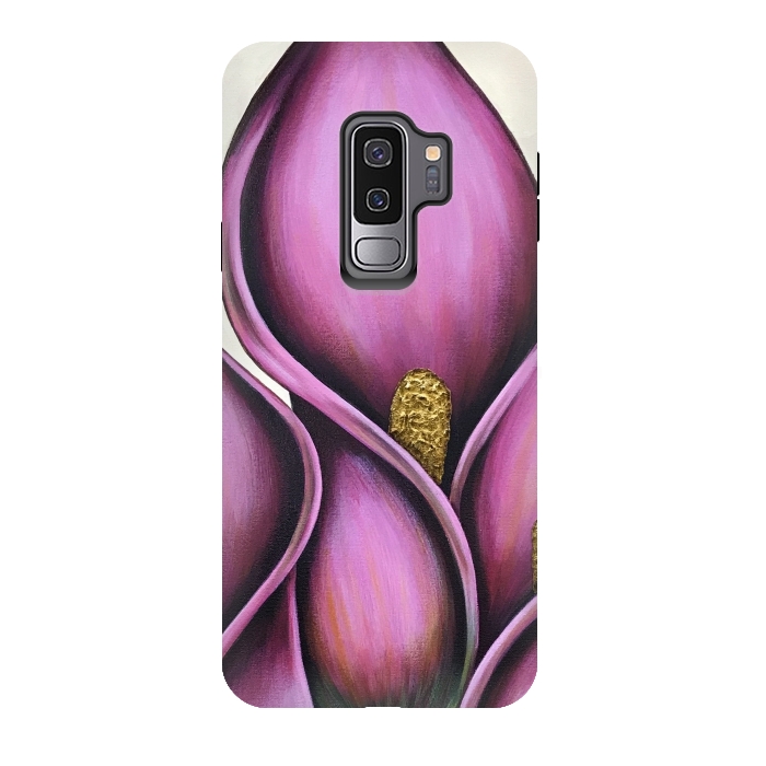 Galaxy S9 plus StrongFit Pink Calla Lilies by Denise Cassidy Wood
