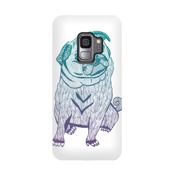 Galaxy S9 StrongFit Duotone pug by Pom Graphic Design
