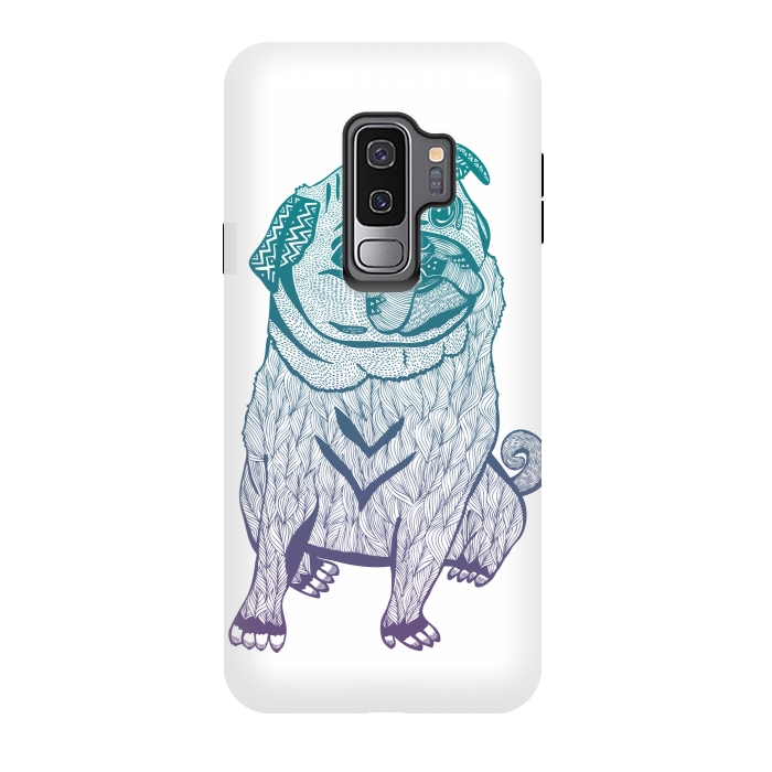 Galaxy S9 plus StrongFit Duotone pug by Pom Graphic Design