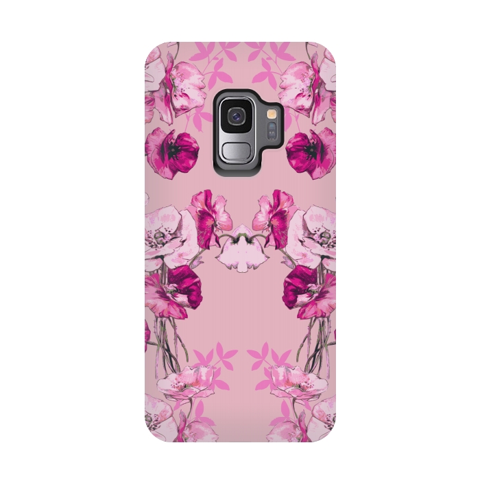 Galaxy S9 StrongFit Dramatic Florals (Pink) by Zala Farah