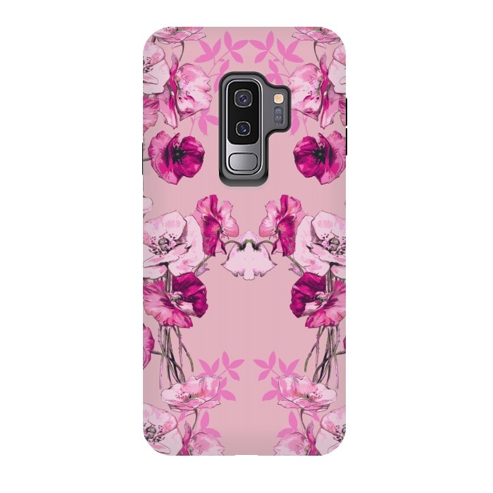 Galaxy S9 plus StrongFit Dramatic Florals (Pink) by Zala Farah