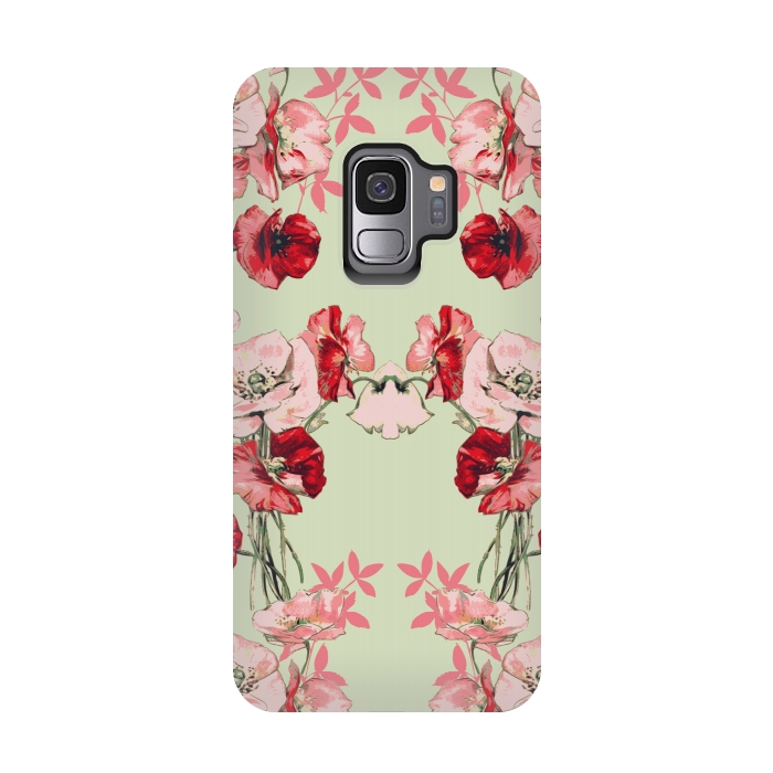 Galaxy S9 StrongFit Dramatic Florals (Red) by Zala Farah