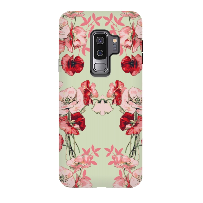 Galaxy S9 plus StrongFit Dramatic Florals (Red) by Zala Farah