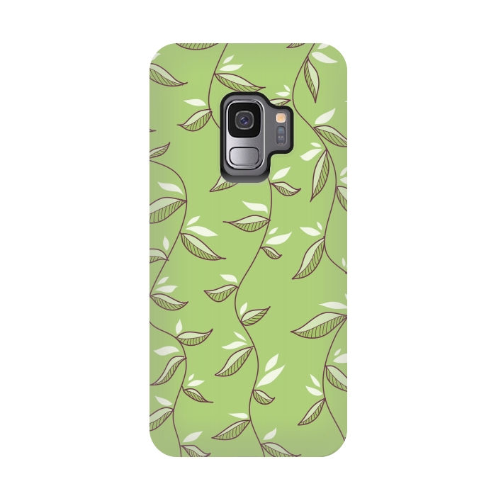 Galaxy S9 StrongFit Green Leaves And Lianas Pattern by Boriana Giormova