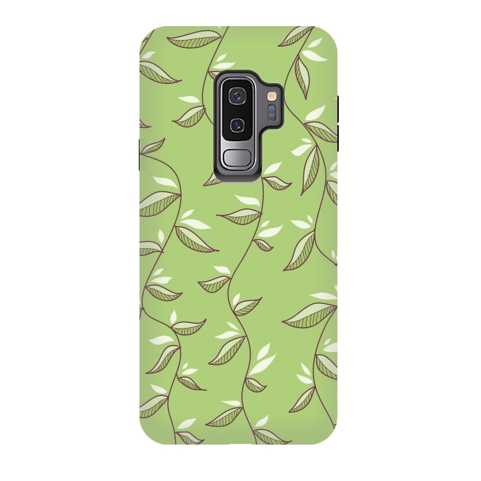 Galaxy S9 plus StrongFit Green Leaves And Lianas Pattern by Boriana Giormova