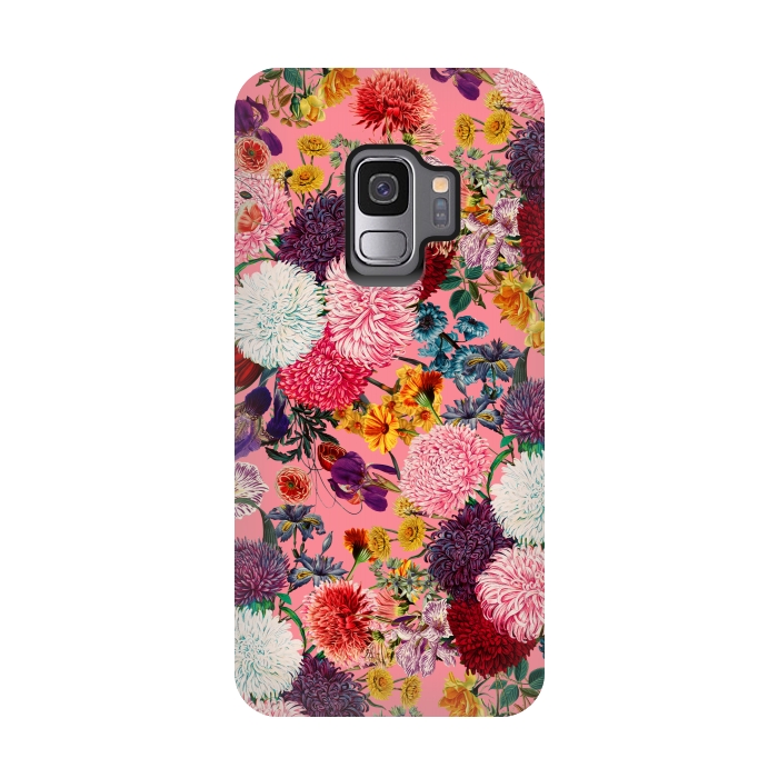Galaxy S9 StrongFit Floral Pink Pattern by Burcu Korkmazyurek