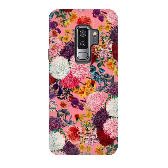 Galaxy S9 plus StrongFit Floral Pink Pattern by Burcu Korkmazyurek