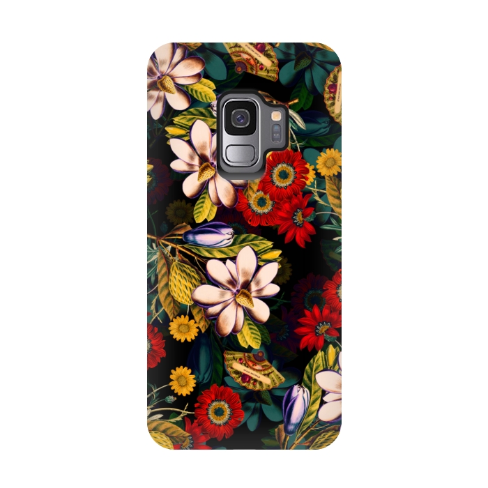Galaxy S9 StrongFit Japanese Floral Pattern by Burcu Korkmazyurek