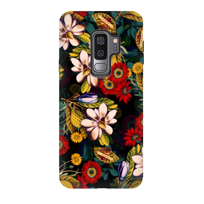 Galaxy S9 plus StrongFit Japanese Floral Pattern by Burcu Korkmazyurek