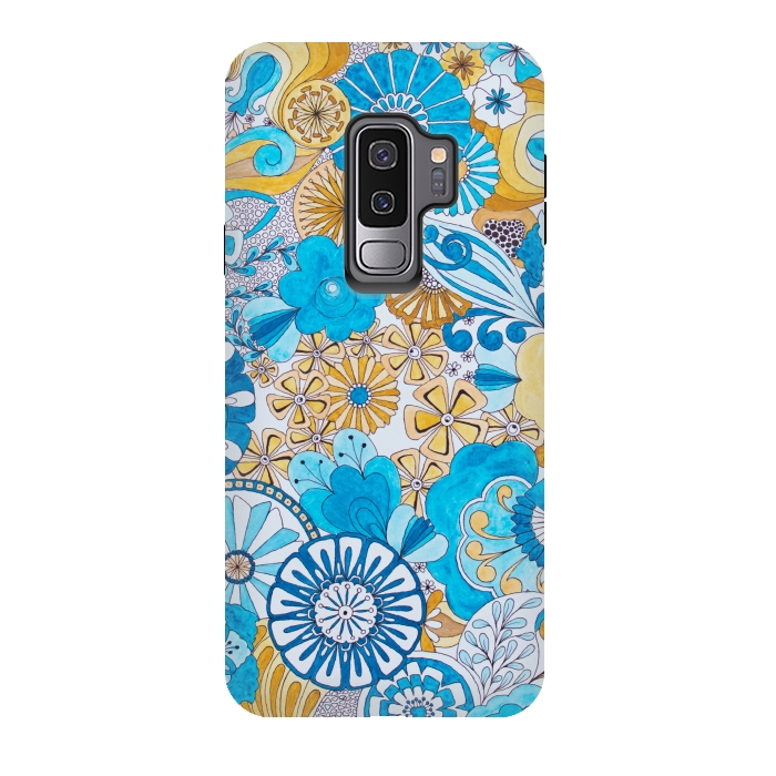 Galaxy S9 plus StrongFit Seventies Psychedelic Blooms by Paula Ohreen