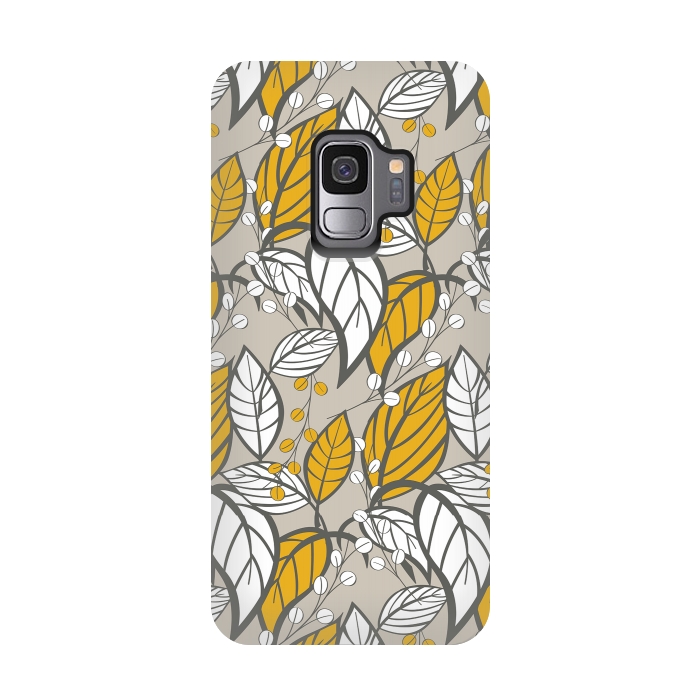 Galaxy S9 StrongFit Seamless floral pattern with hand drawn leaves by Jelena Obradovic