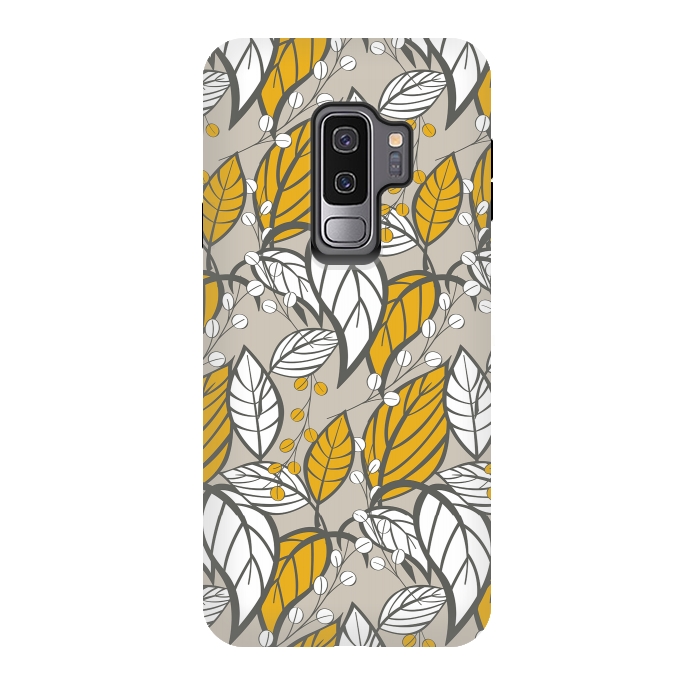 Galaxy S9 plus StrongFit Seamless floral pattern with hand drawn leaves by Jelena Obradovic