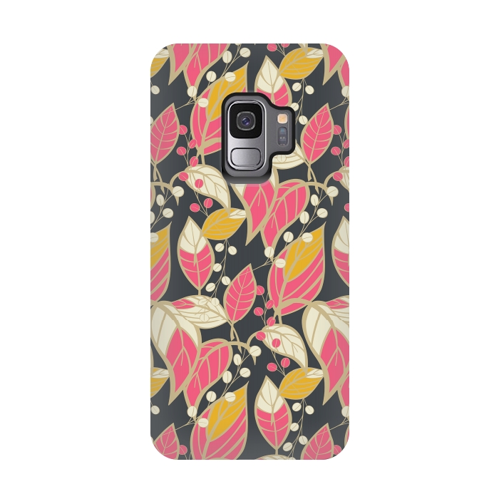 Galaxy S9 StrongFit Seamless floral pattern with hand drawn leaves 002 by Jelena Obradovic