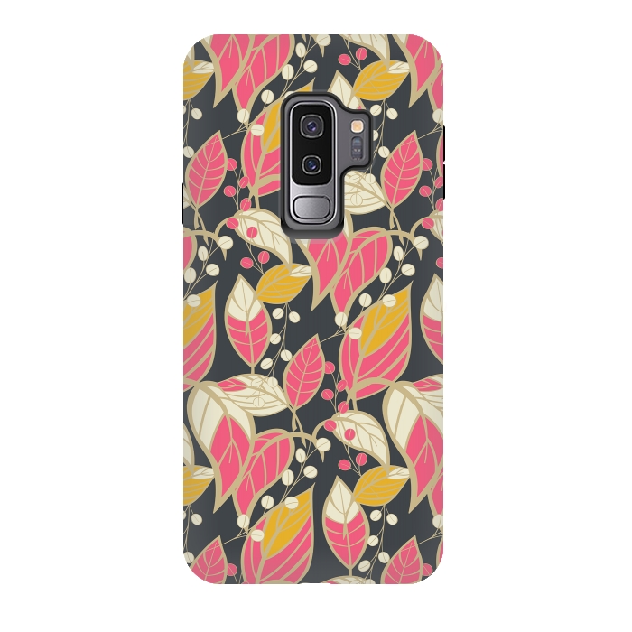 Galaxy S9 plus StrongFit Seamless floral pattern with hand drawn leaves 002 by Jelena Obradovic
