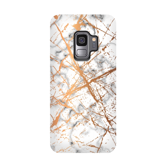 Galaxy S9 StrongFit Marble Texture and Gold Splatter 039 by Jelena Obradovic