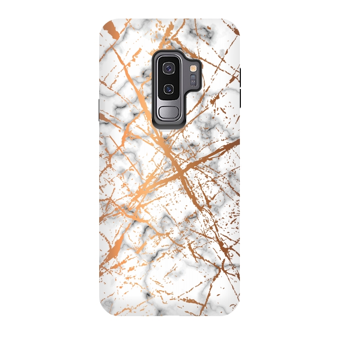 Galaxy S9 plus StrongFit Marble Texture and Gold Splatter 039 by Jelena Obradovic