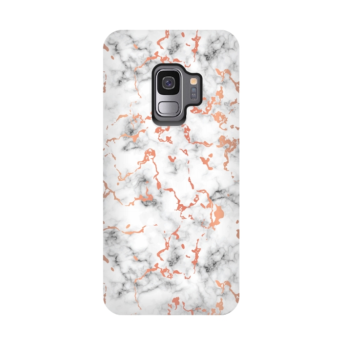 Galaxy S9 StrongFit Marble Texture with Copper Splatter 041 by Jelena Obradovic