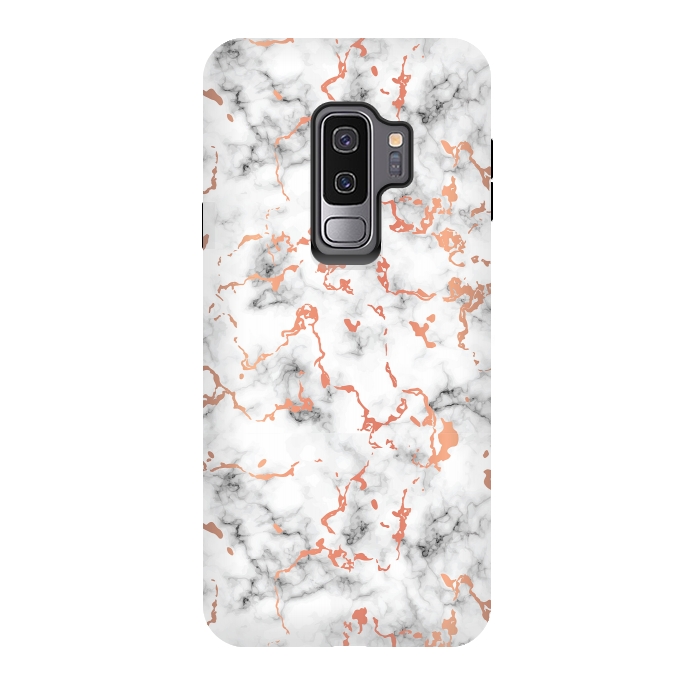 Galaxy S9 plus StrongFit Marble Texture with Copper Splatter 041 by Jelena Obradovic