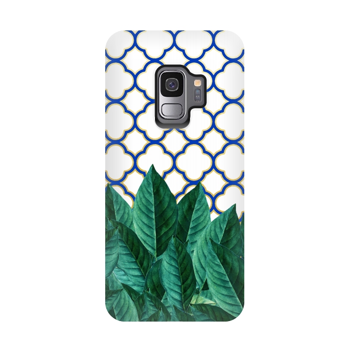 Galaxy S9 StrongFit Leaves & Tiles by Uma Prabhakar Gokhale