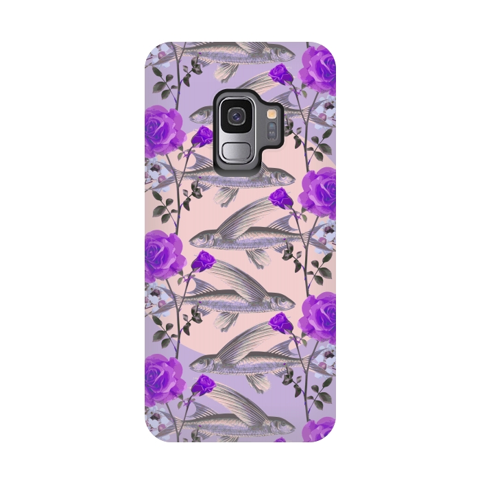 Galaxy S9 StrongFit Floral Fishies (Purple) by Zala Farah