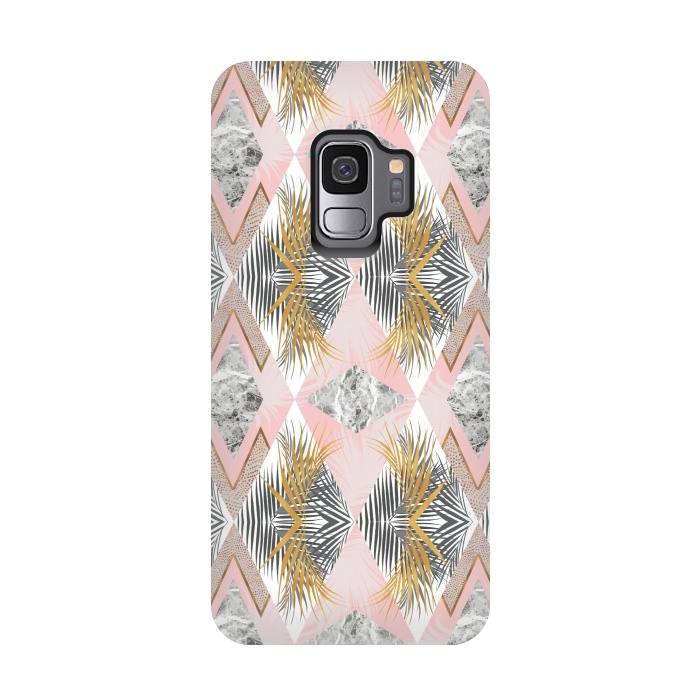 Galaxy S9 StrongFit Marbled tropical geometric pattern II by Mmartabc