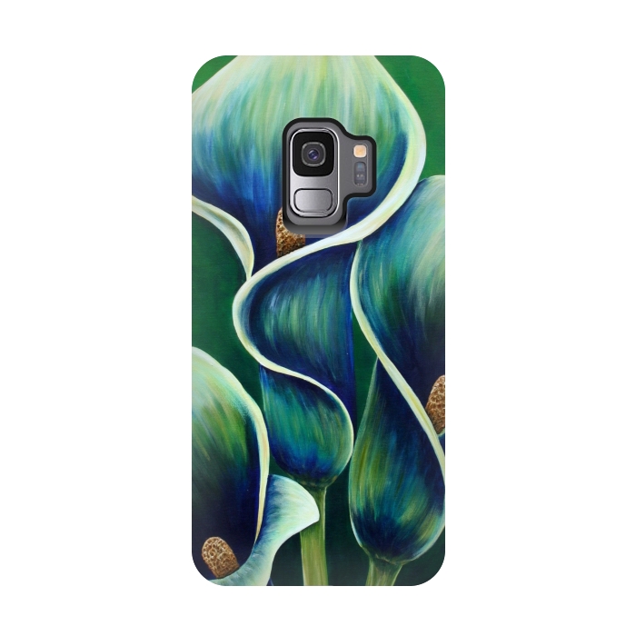 Galaxy S9 StrongFit Blue Calla Lilies by Denise Cassidy Wood