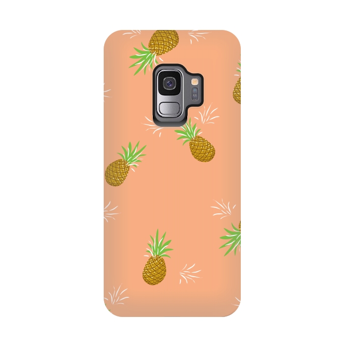 Galaxy S9 StrongFit Pineapples in Guava by Zoe Charlotte