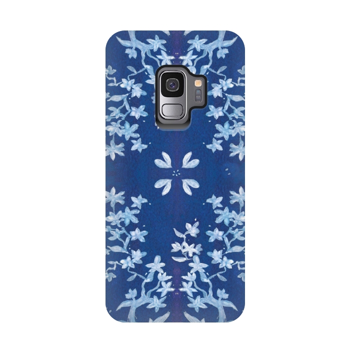 Galaxy S9 StrongFit Indigo Floral by Zoe Charlotte