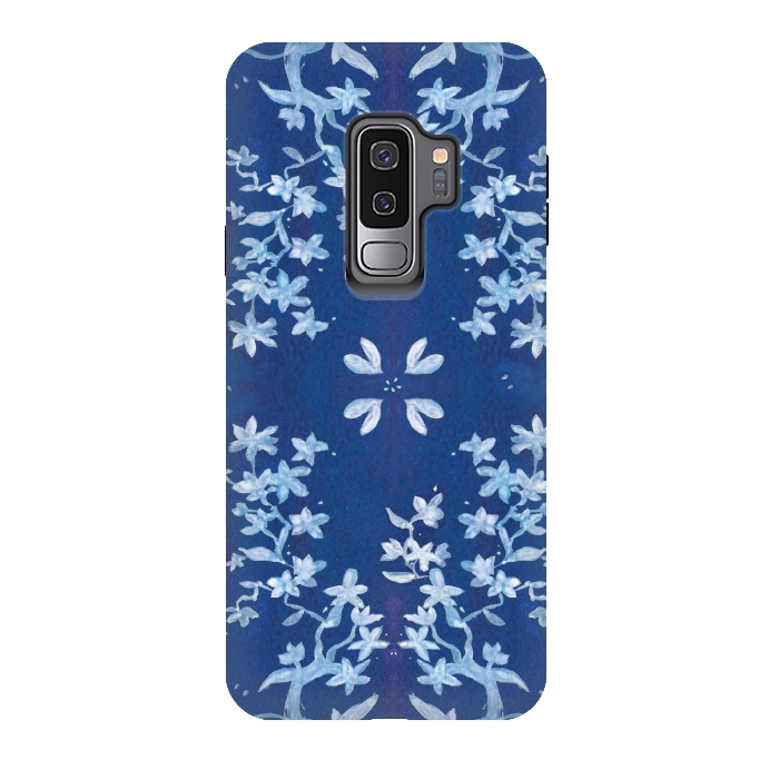 Galaxy S9 plus StrongFit Indigo Floral by Zoe Charlotte