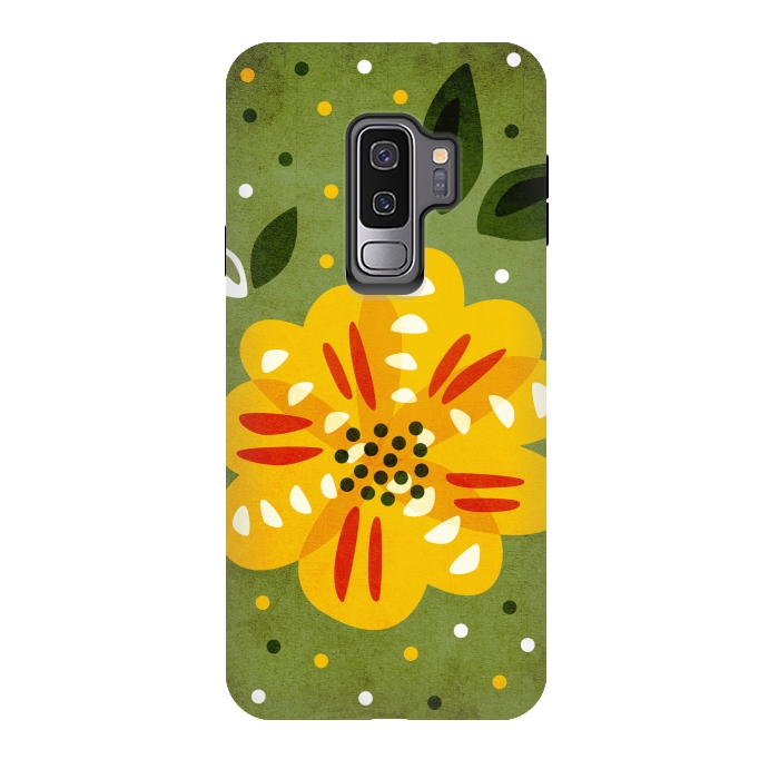 Galaxy S9 plus StrongFit Abstract Yellow Spring Flower by Boriana Giormova