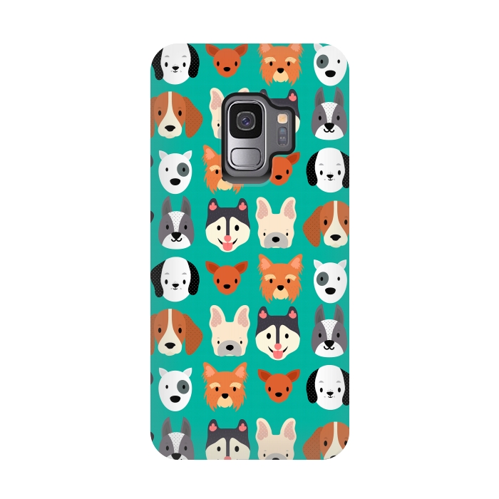 Galaxy S9 StrongFit Dog faces pattern by Maria Jose Da Luz