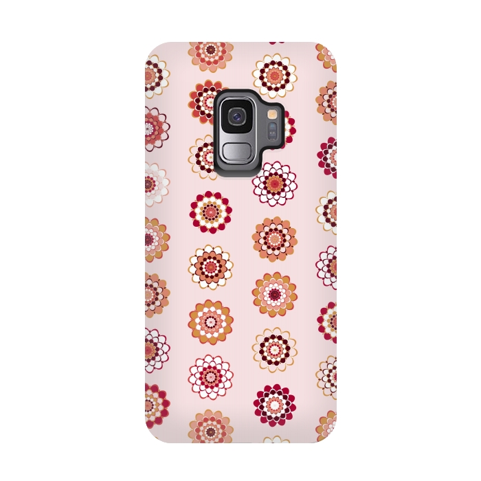 Galaxy S9 StrongFit Polka Dot Mandala Flowers by Paula Ohreen