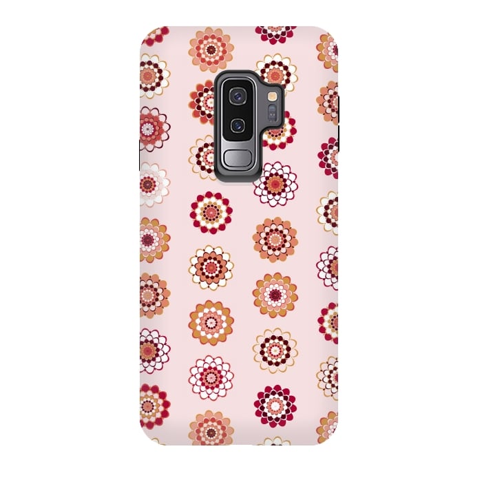 Galaxy S9 plus StrongFit Polka Dot Mandala Flowers by Paula Ohreen