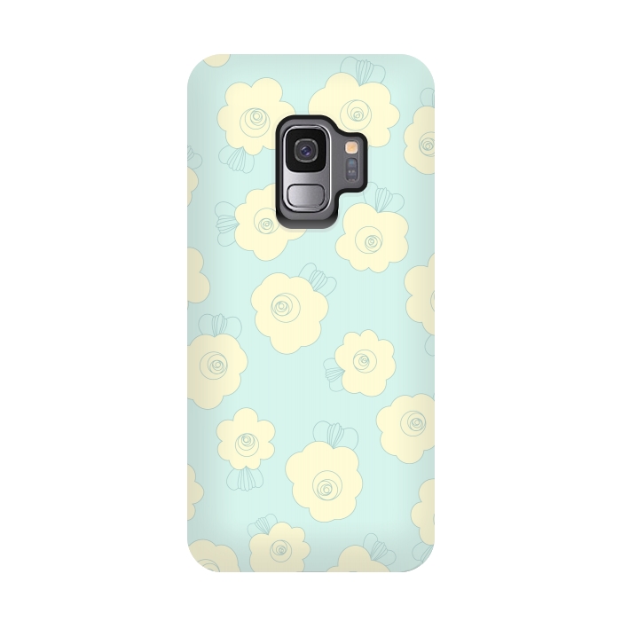 Galaxy S9 StrongFit Blue Fluffy Flowers by Paula Ohreen