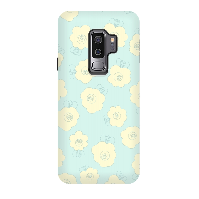 Galaxy S9 plus StrongFit Blue Fluffy Flowers by Paula Ohreen