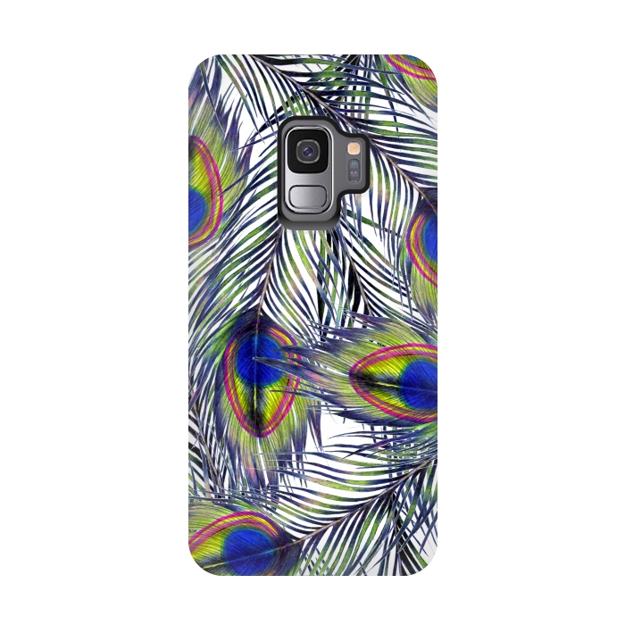 Galaxy S9 StrongFit Peacock Feathers Pattern by ECMazur 