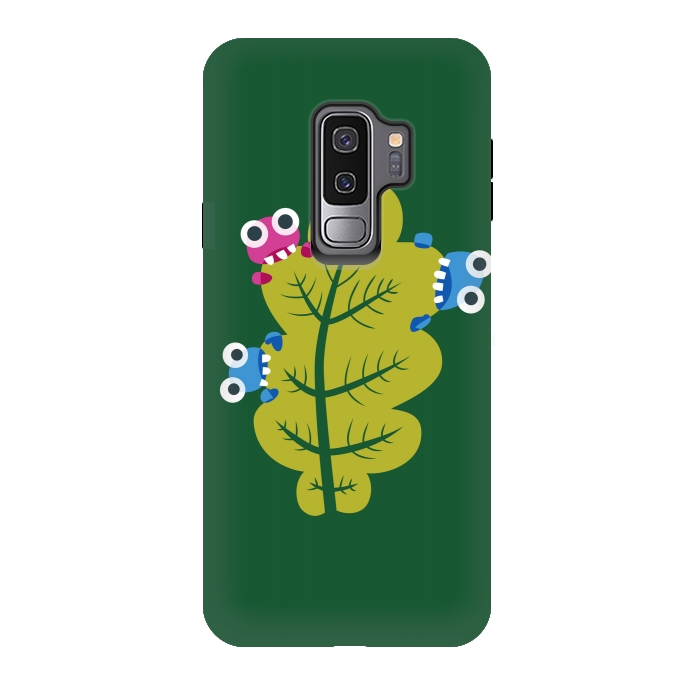 Galaxy S9 plus StrongFit Cute Cartoon Bugs Eat Green Leaf by Boriana Giormova