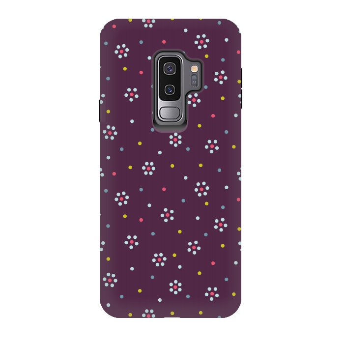 Galaxy S9 plus StrongFit Flowers Made Of Dots Pattern On Purple by Boriana Giormova
