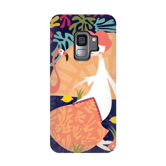 Galaxy S9 StrongFit Girl and Flamingo 002 by Jelena Obradovic