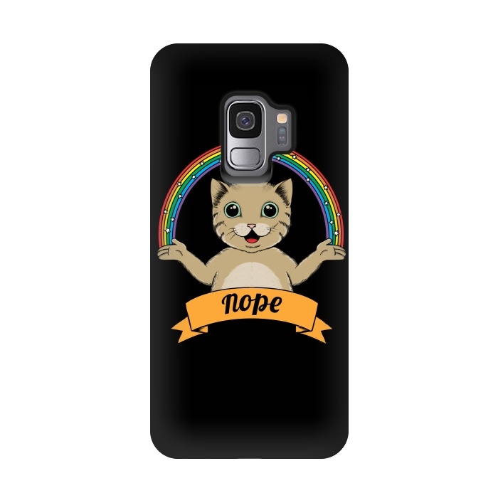 Galaxy S9 StrongFit Cat nope Black by Coffee Man