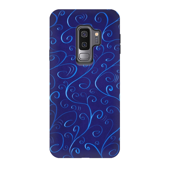 Galaxy S9 plus StrongFit Beautiful Glowing Blue Swirls by Boriana Giormova