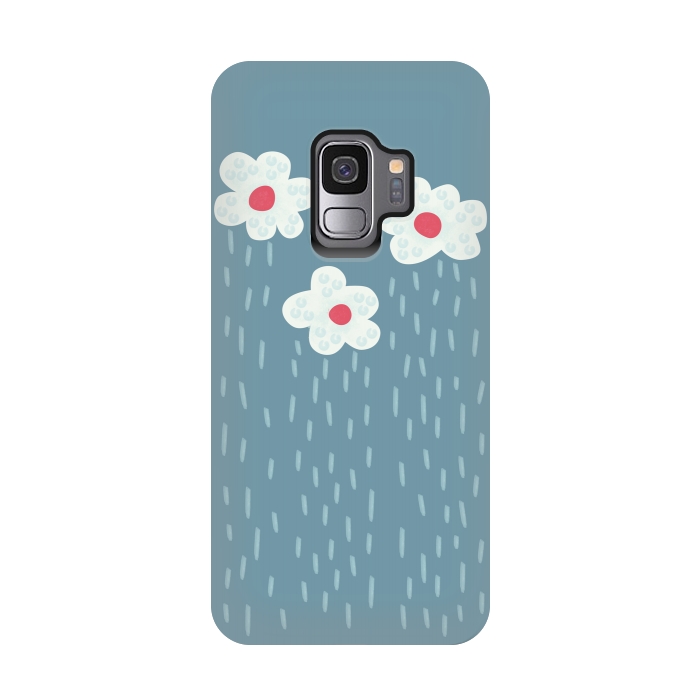 Galaxy S9 StrongFit Beautiful Decorative Flowery Rain Clouds by Boriana Giormova