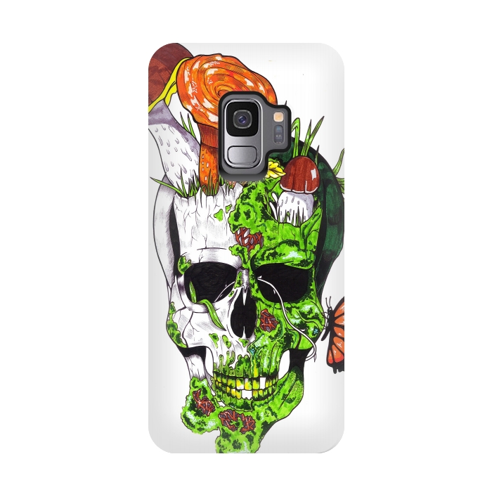 Galaxy S9 StrongFit Old Skull Butterfly by Varo Lojo