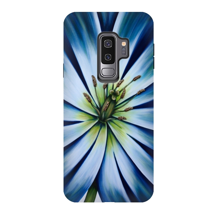 Galaxy S9 plus StrongFit Blue Tulip Flower by Denise Cassidy Wood
