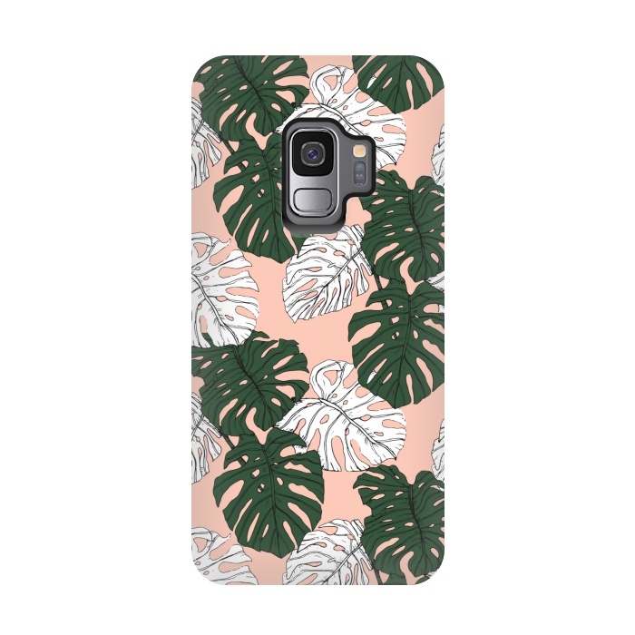 Galaxy S9 StrongFit Hand drawing monstera pastel color by Mmartabc