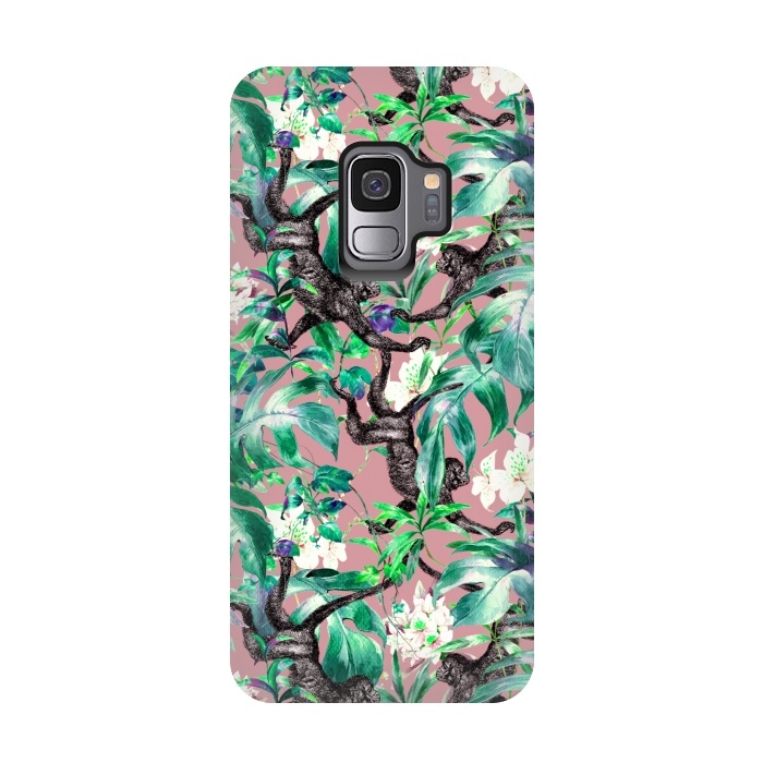 Galaxy S9 StrongFit Monkeys in the flowery jungle I by Mmartabc