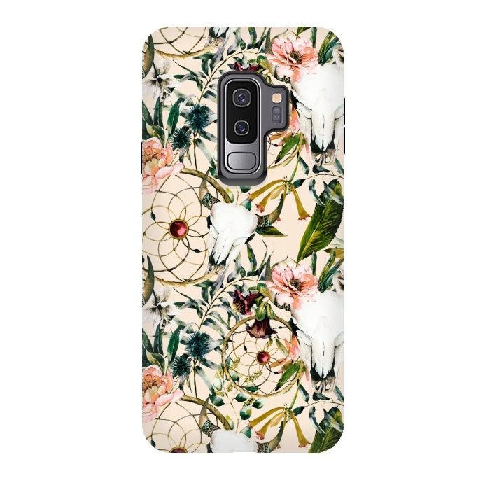 Galaxy S9 plus StrongFit Bohemian dreamcatcher and skull floral  by Mmartabc