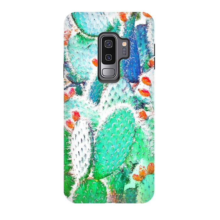 Galaxy S9 plus StrongFit Painted Cactus by Uma Prabhakar Gokhale