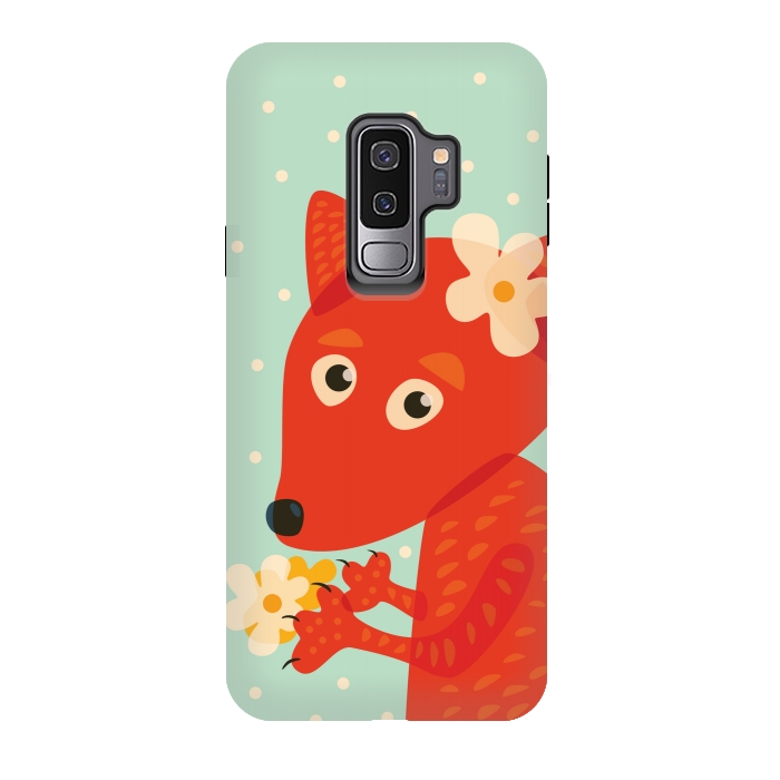 Galaxy S9 plus StrongFit Cute Fox With Flowers by Boriana Giormova
