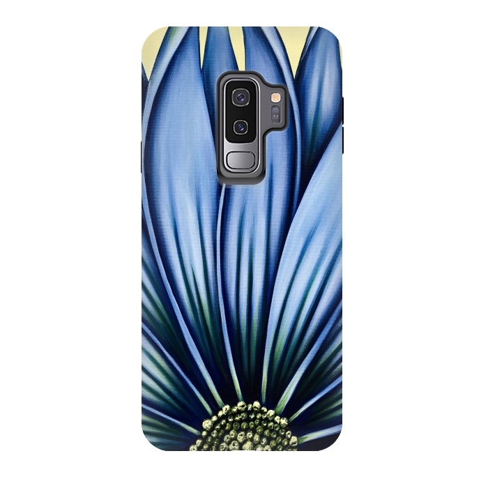 Galaxy S9 plus StrongFit Blue Daisy by Denise Cassidy Wood
